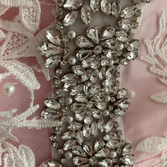 Flower Lace Pink Prom Dress - Picture 8 of 11